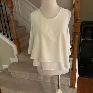 Women's Zara Basics Cream Layered Sleeveless Blouse